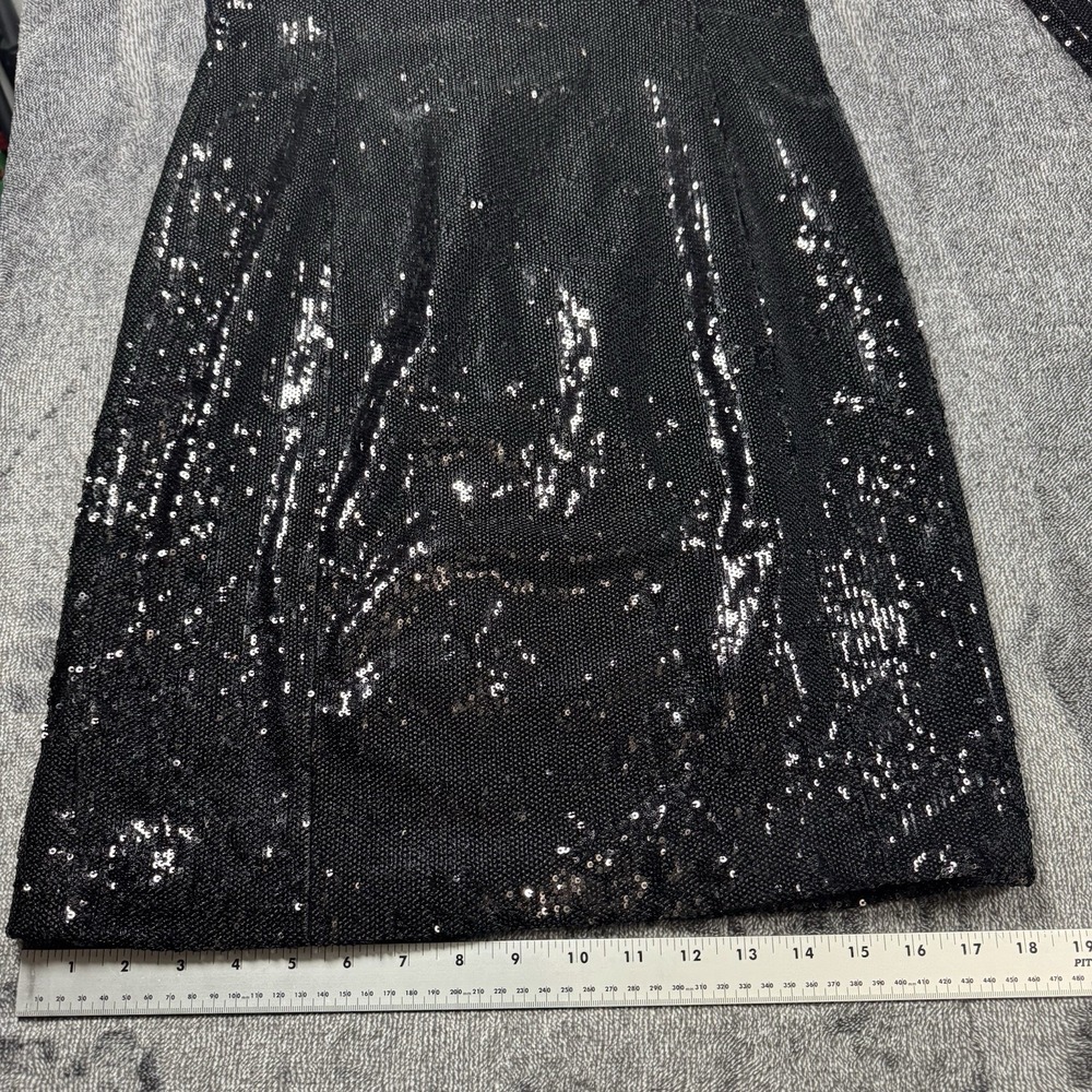 L'ECOLE DES FEMMES Women's Size Large Black Sequin Turtleneck Zip Back Dress - Picture 8 of 16